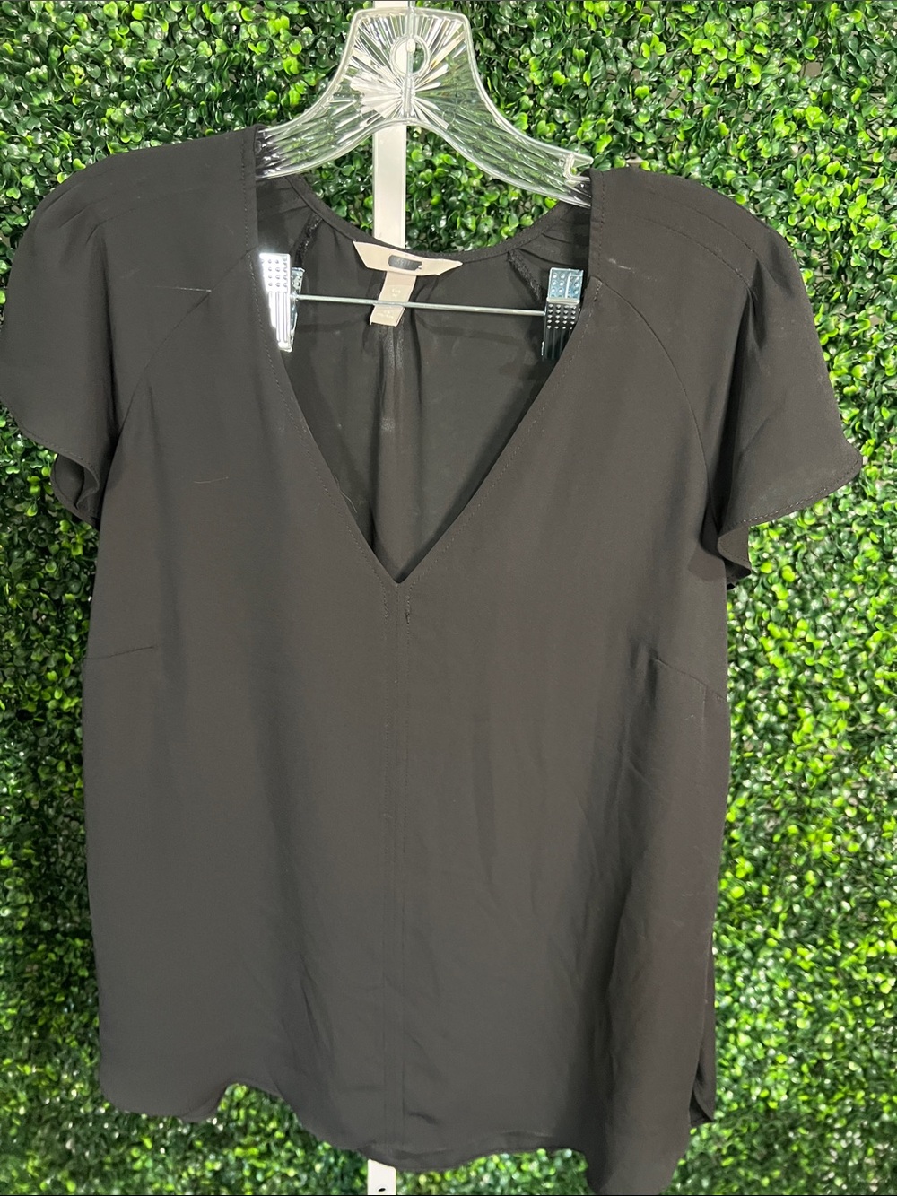 H&M Black V-Neck Short Sleeve Blouse